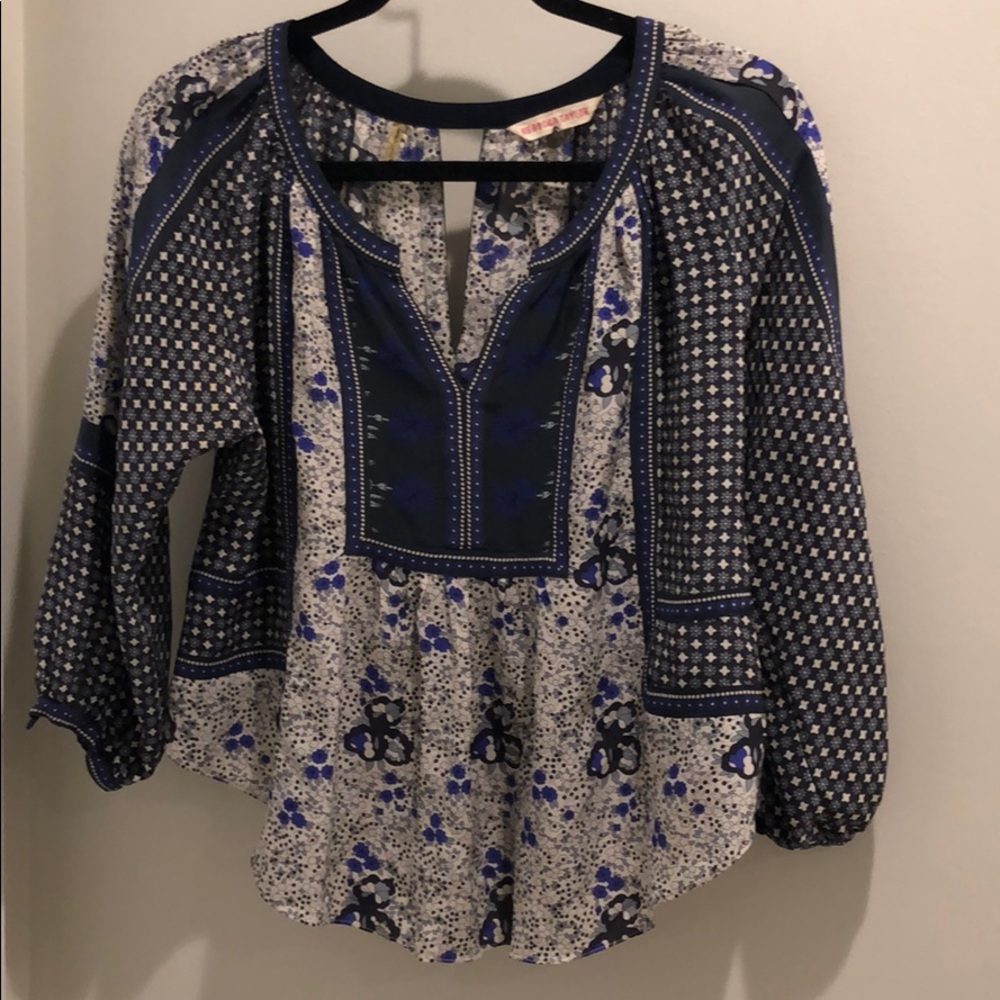 rebecca taylor floral boho print blouse / tunic